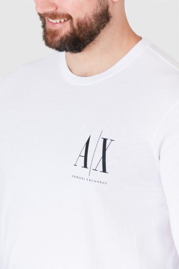 ARMANI EXCHANGE Biały longsleeve męski z małym logo