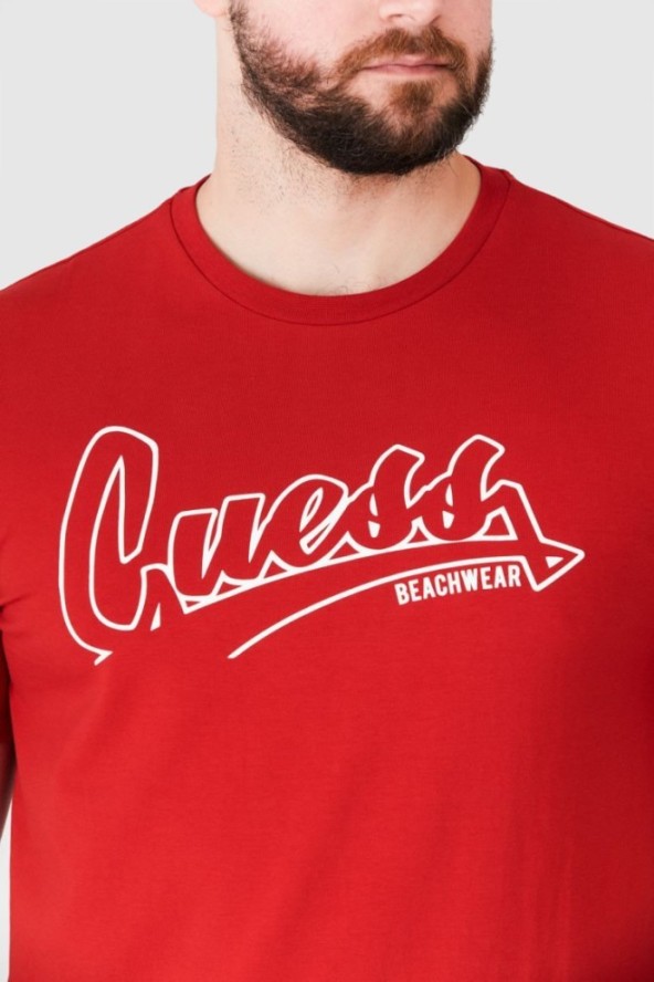 GUESS Czerwony t-shirt męski beachwear