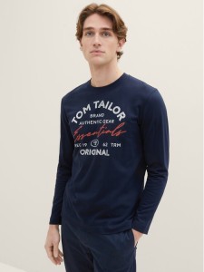 Tom Tailor Longsleeve 1037744 Granatowy Regular Fit