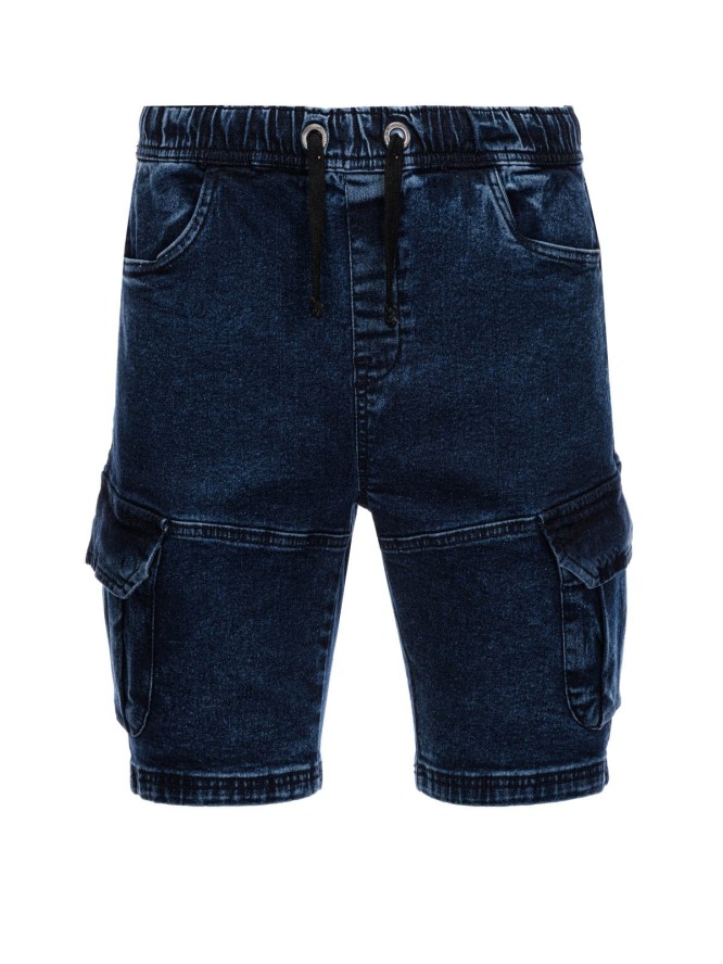 Krótkie spodenki męskie jeansowe - ciemny jeans V3 W362 - L