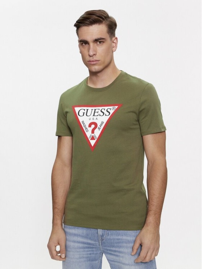 Guess T-Shirt Logo M2YI71 I3Z14 Zielony Slim Fit