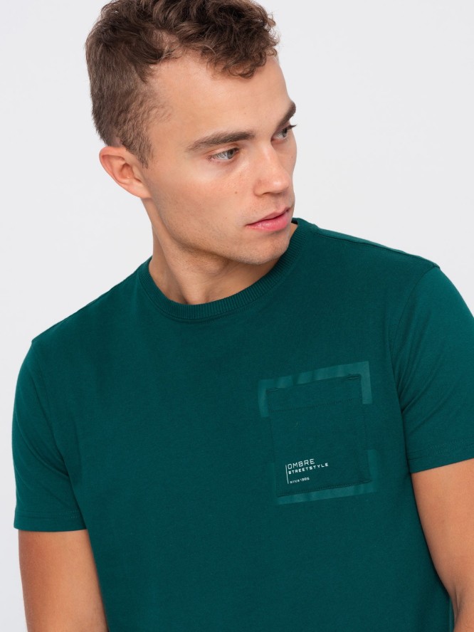 T-shirt męski bawełniany z kieszonką - morski V5 OM-TSPT-0154 - XXL