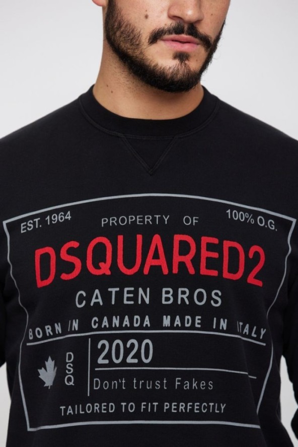 DSQUARED2 Czarna bluza męska z czerwonym logo
