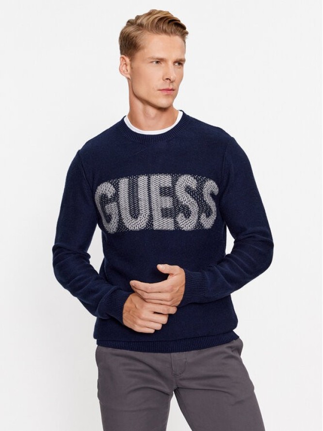 Guess Sweter M3BR50 Z38V2 Granatowy Regular Fit