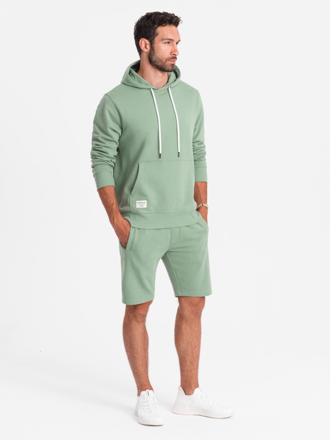 Komplet dresowy męski bluza kangurka + szorty – zielony V3 Z75 - XXL