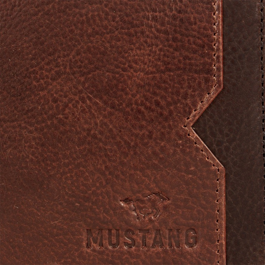 MUSTANG LA SPEZIA WALLET MĘSKI SKÓRZANY PORTFEL POJEMNY SKÓRA NA KARTY 06.100731 COGNAC