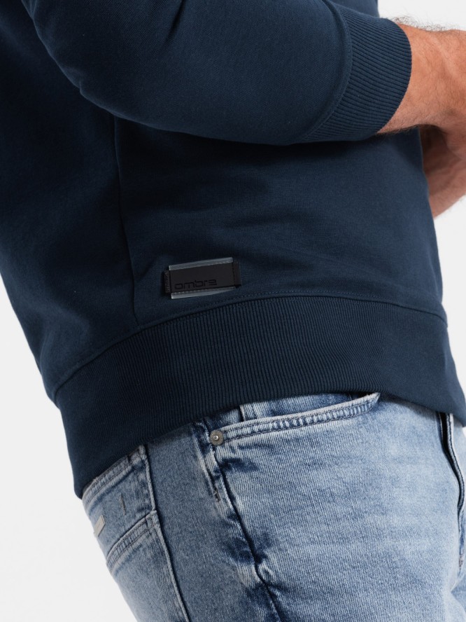 Męska nierozpinana bluza dresowa BASIC – granatowa V1 OM-SSBN-0159 - XXL