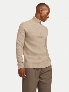 Jack&Jones Sweter Pannel 12258473 Beżowy Regular Fit