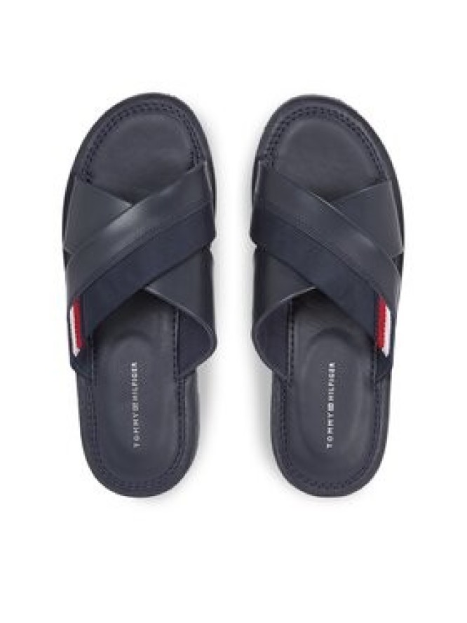 Tommy Hilfiger Klapki Core Hilfiger Lth Criss C Sandal FM0FM05010 Granatowy