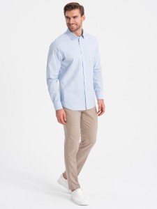 Bawełniana klasyczna koszula REGULAR - błękitna V1 OM-SHOS-0154 - XXL