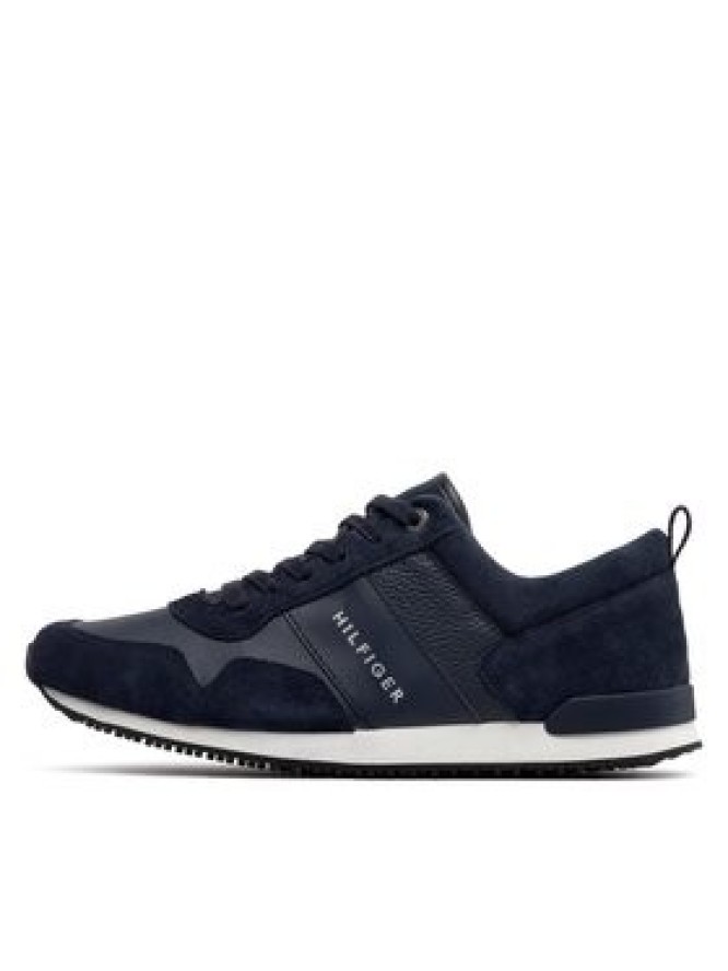 Tommy Hilfiger Sneakersy Iconic Leather Suede Mix Runner FM0FM00924 Granatowy