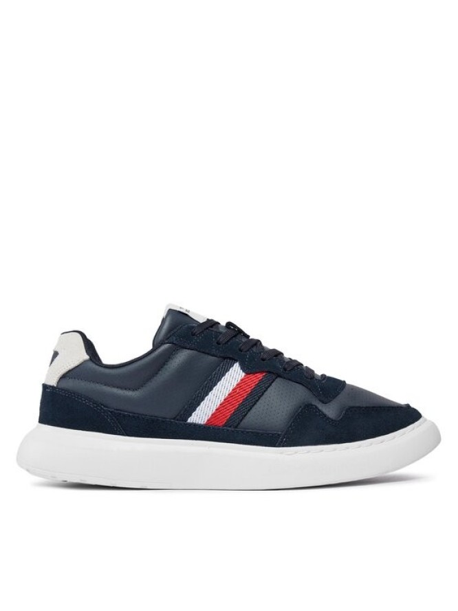 Tommy Hilfiger Sneakersy Light Cupsole Lth Mix Stripes FM0FM04889 Niebieski