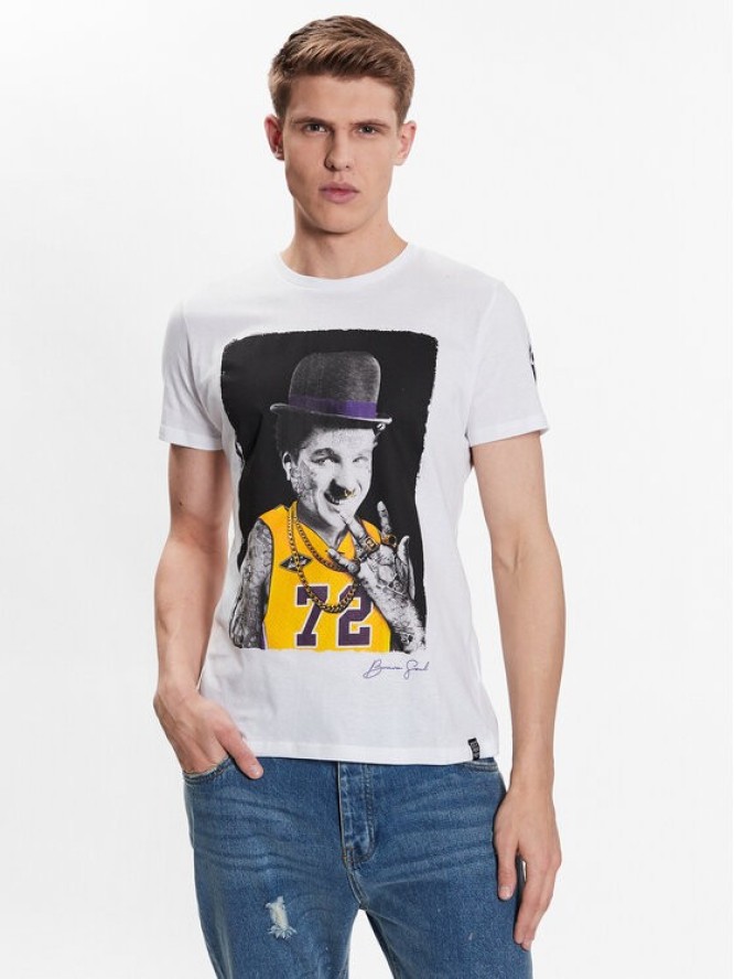 Brave Soul T-Shirt MTS-149CHAPLIN Biały Regular Fit