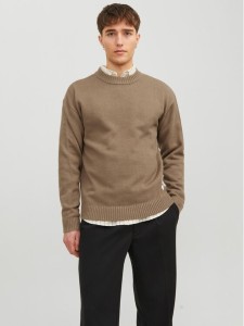 Jack&Jones Sweter 12236774 Brązowy Regular Fit