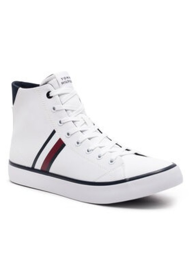 Tommy Hilfiger Sneakersy Th Hi Vulc Stripes Mesh FM0FM04948 Biały