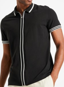 Shirt polo pique z zamkiem, z czystej bawełny