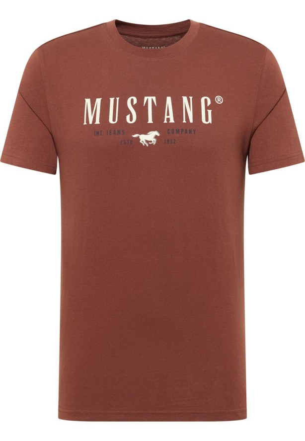 Męski T-shirt KOSZULKA NADRUK LOGO MUSTANG Austin Cinnamon 1015829 3238