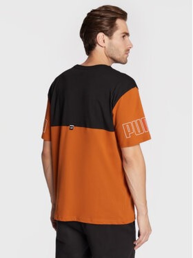 Puma T-Shirt Power Colorblock 671567 Pomarańczowy Relaxed Fit