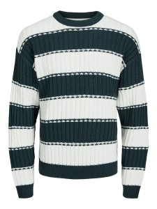 Jack & Jones Sweter "Luca" w kolorze morsko-białym rozmiar: XXL