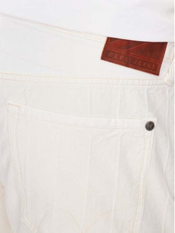 Pepe Jeans Szorty jeansowe Callen Short Stripe PM801013 Biały Relaxed Fit