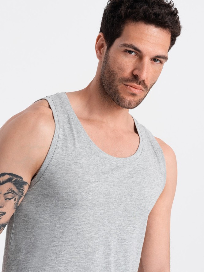 Męska bawełniana koszulka tank top BASIC – szary melanż V2 OM-TSBT-0192 - XXL