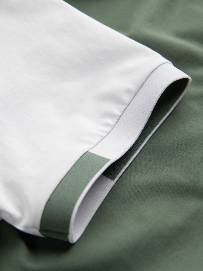 T-shirt męski z elastanem z kolorowymi rękawami - zielony V5 OM-TSCT-0176 - XXL