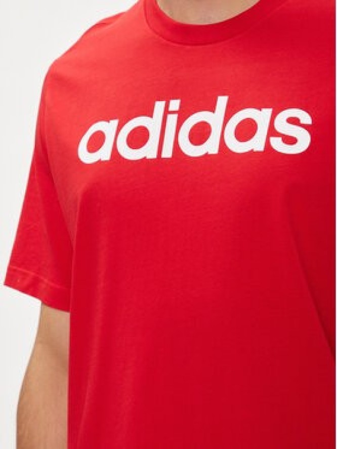 adidas T-Shirt Essentials Single Jersey Linear Embroidered Logo T-Shirt IC9278 Czerwony Regular Fit