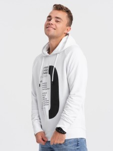 Męska bluza z nadrukiem HOODIE - biała V1 OM-SSPS-0152 - XXL