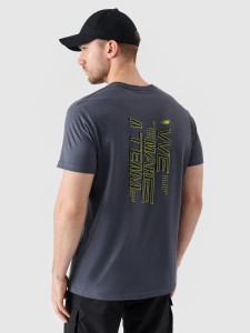 T-shirt regular z nadrukiem męski - szary