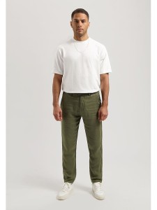 DSTREZZED Lniane spodnie chino w kolorze khaki rozmiar: W36