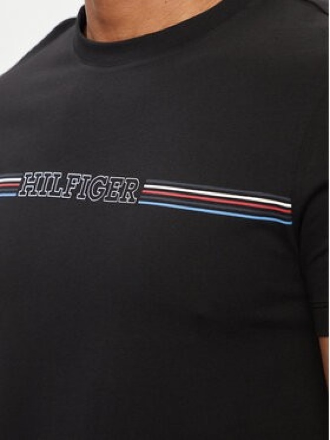 Tommy Hilfiger T-Shirt Stripe Chest MW0MW34428 Czarny Slim Fit