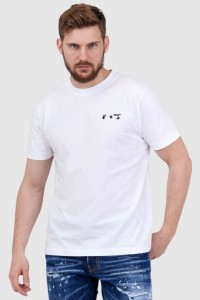 OFF-WHITE Biały t-shirt męski z wytłaczanym logo