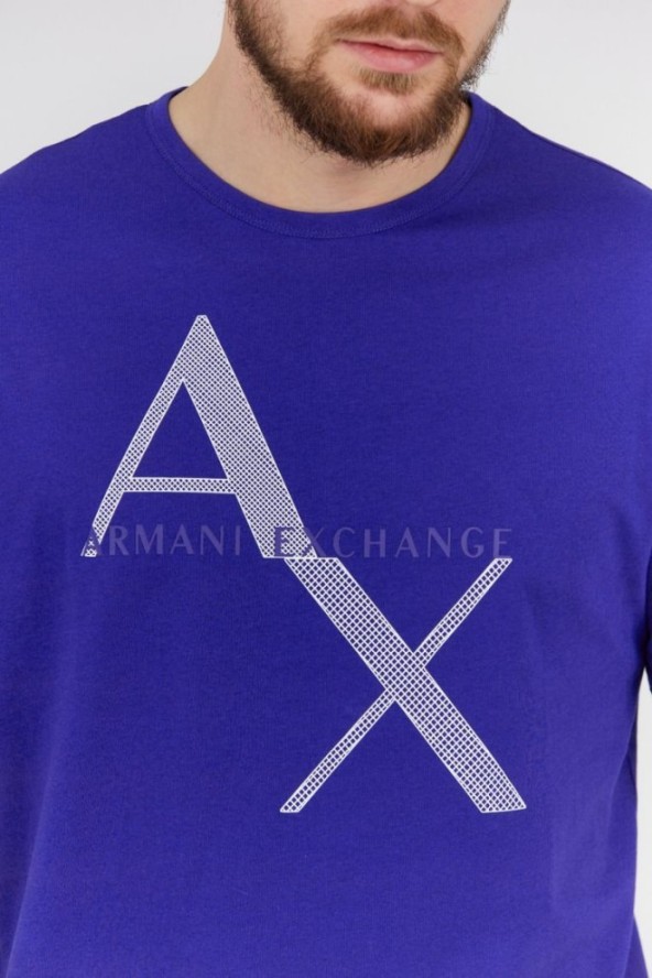 ARMANI EXCHANGE Niebieski t-shirt męski z logo