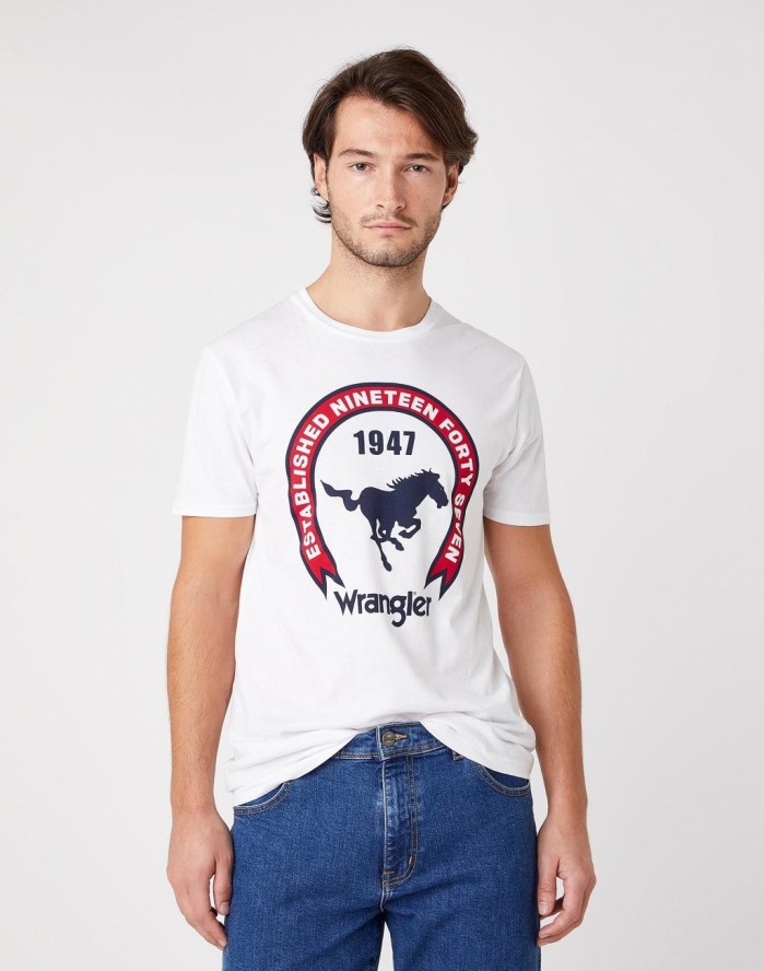 MĘSKI T-SHIRT WRANGLER SS AMERICANA TEE WHITE W7AGD3989