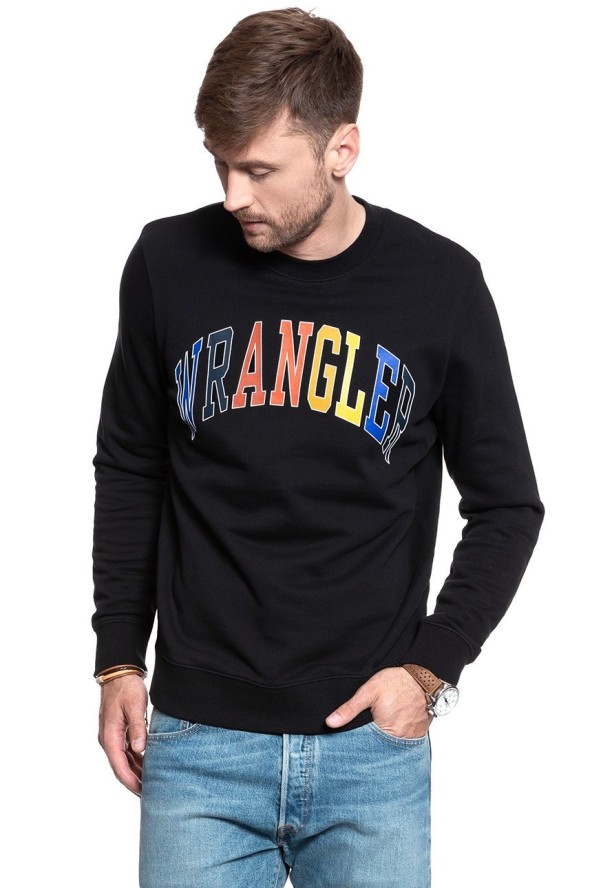 MĘSKA BLUZA WRANGLER LOGO SWEAT BLACK W6B6HY100