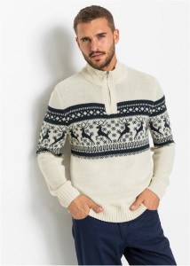 Sweter ze stójką w norweski wzór