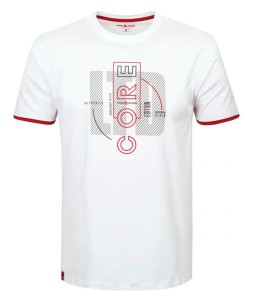 Koszulka Męska (T-Shirt) - PAKO JEANS - Biała z Lamówką na Rękawach