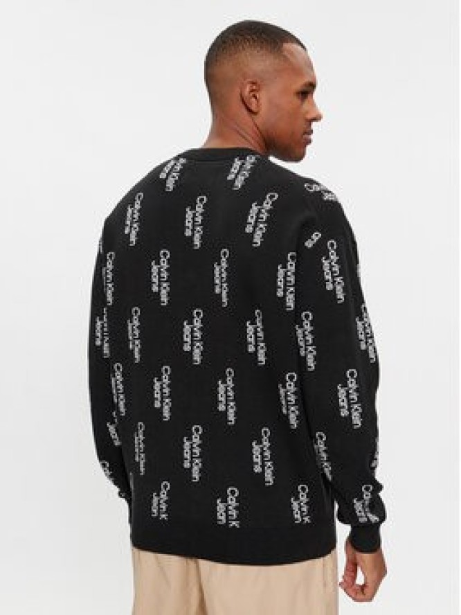 Calvin Klein Jeans Sweter Stacked Logo Aop Sweater J30J325287 Czarny Regular Fit