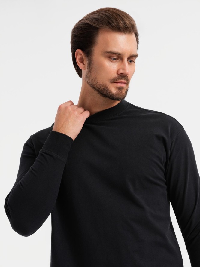 Męski longsleeve bawełniany LOOSE FIT z okrągłym dekoltem – czarny V1 OM-LSBC-0129 - XXL