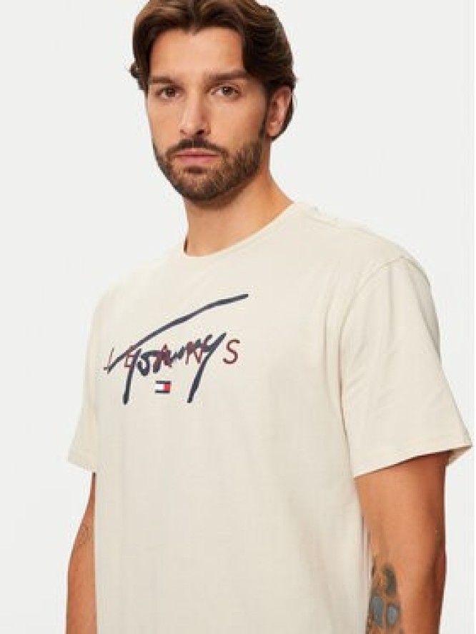 Tommy Jeans T-Shirt Signature Twist DM0DM19683 Beżowy Regular Fit