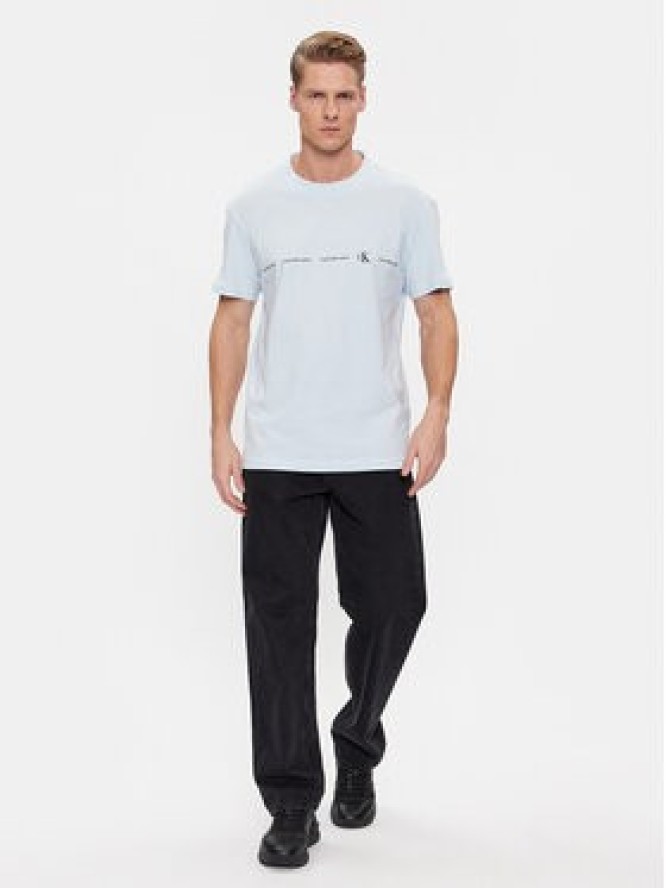 Calvin Klein Jeans T-Shirt Logo Repeat J30J324668 Błękitny Regular Fit