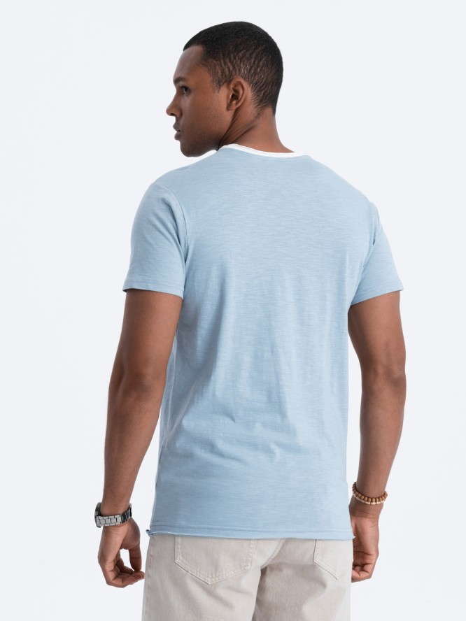 T-shirt męski z surowym wykończeniem – niebieski V4 OM-TSCT-22SS-004 - XXL