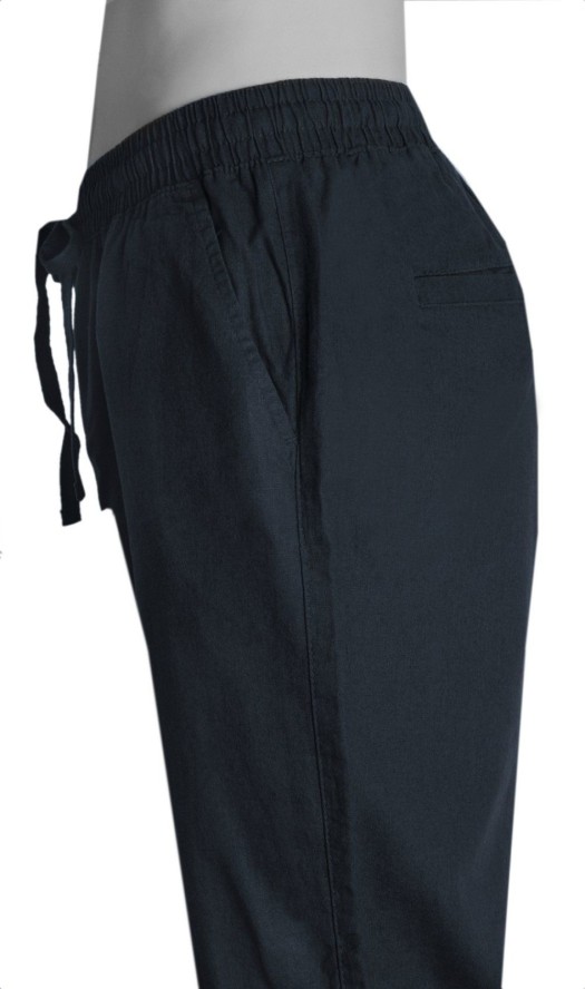 Lniane Spodnie Idealne na Lato - Brave Soul - Granatowe