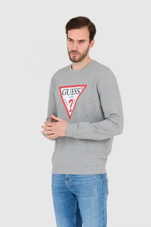 GUESS Bluza szara slim fit