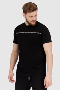 ARMANI EXCHANGE Czarny t-shirt męski z paskiem z logo