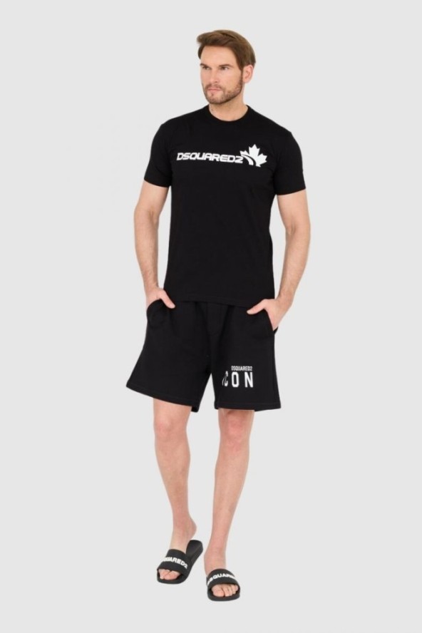 DSQUARED2 Czarny bawełniany t-shirt z dużym logo