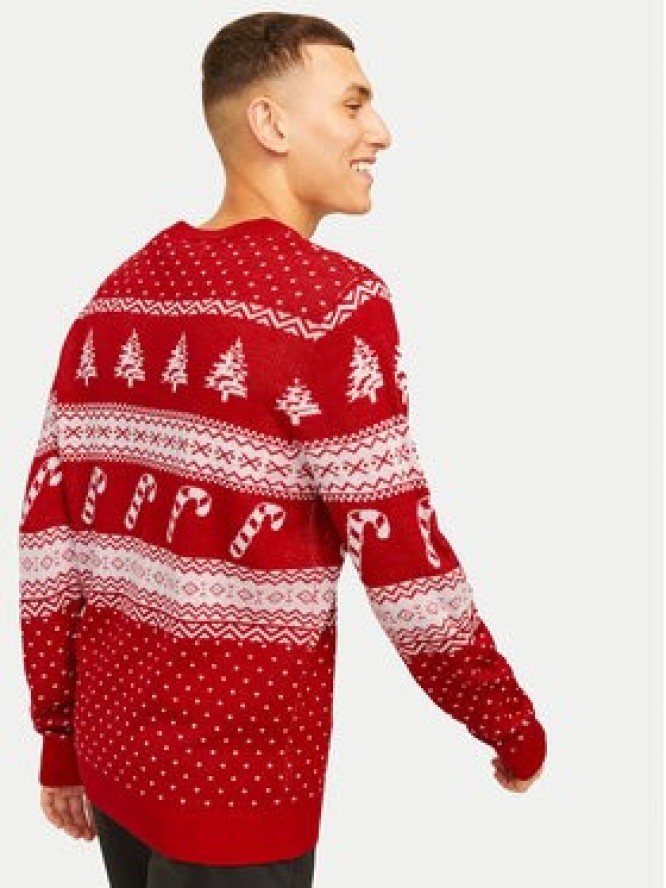 Jack&Jones Sweter Xmas Gabriel 12266118 Czerwony Regular Fit