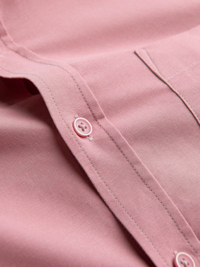 Męska koszula bawełniana REGULAR FIT z kieszenią - różowa V3 OM-SHOS-0153 - XXL