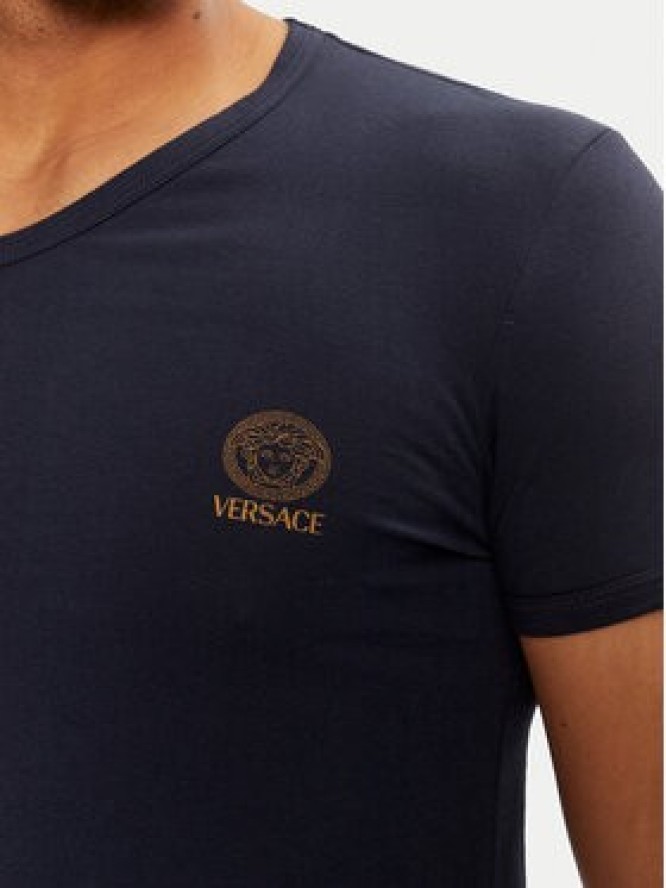 Versace T-Shirt AUU01004 1A1001 Granatowy Regular Fit