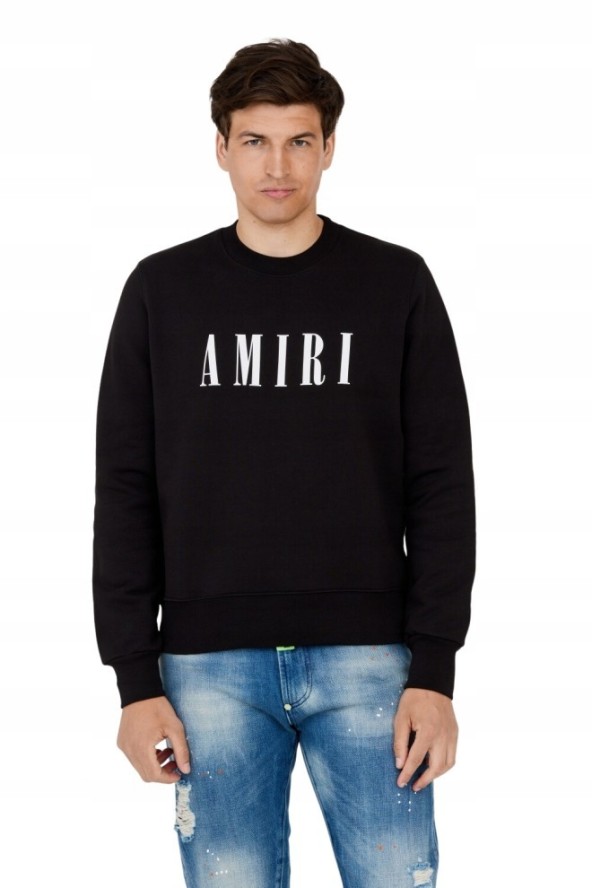 AMIRI Czarna bluza męska z dużym białym logo